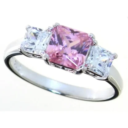 Princess Cut 1.50 ct Pink & White Topaz Ring