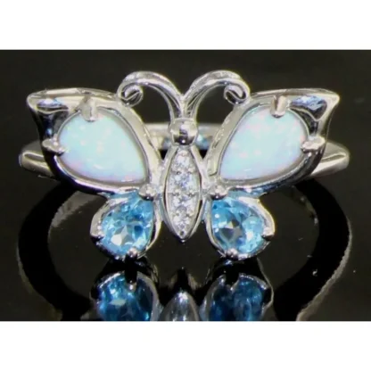 Opal & Blue Topaz Butterfly Ring