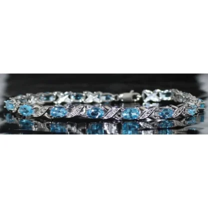 Genuine Blue Topaz & Diamond Bracelet - Image 2