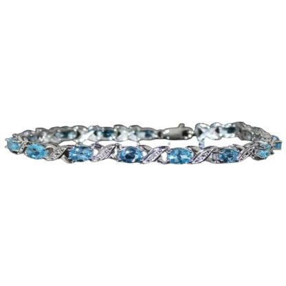 Genuine Blue Topaz & Diamond Bracelet