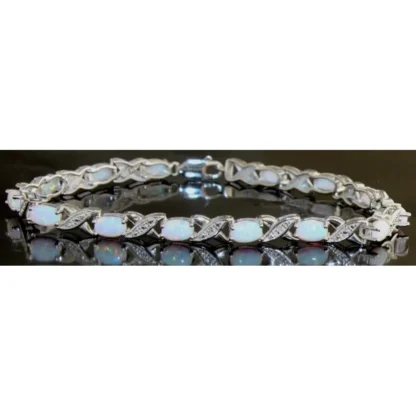 Quality White Opal & Diamond Infinity Bracelet