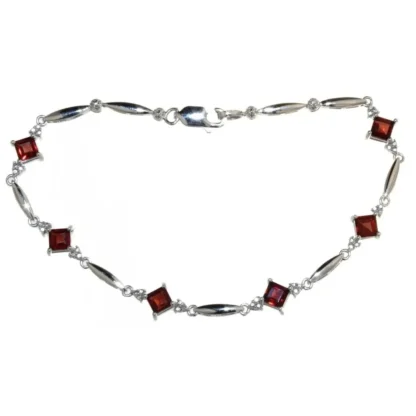 Genuine 3.50 ct Garnet & Diamond Accent Bracelet