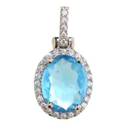 Oval 4.00 ct Blue Topaz Deisgner Necklace