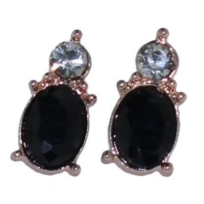 Rose Tone Natural Oval Sapphire & Crystal Earrings