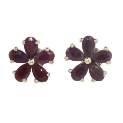 Flower Shaped Natural Ruby Jewelry Set - Image 4