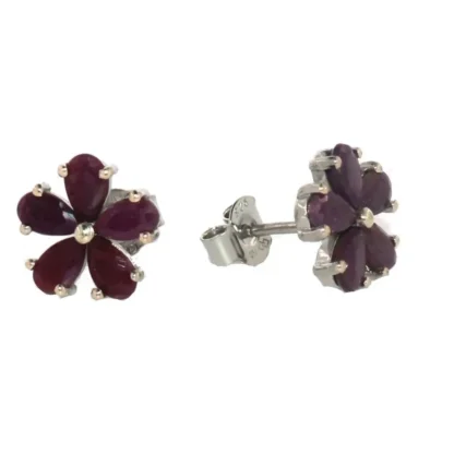 Flower Shaped Natural Ruby Jewelry Set - Image 5