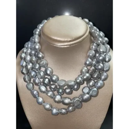 Genuine 50" Baroque Freshwater Gray Pearl Necklace