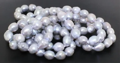 Genuine 50" Baroque Freshwater Gray Pearl Necklace - Image 2