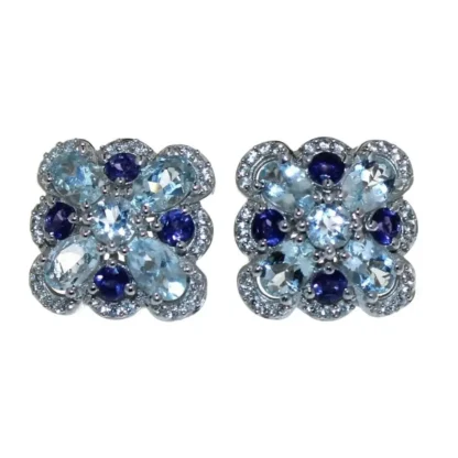 Natural 5.34 ct Aquamarine & Iolite Earrings