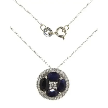 Genuine 3.10ct Sapphire & Zircon Designer Necklace