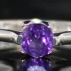 Genuine African Purple Amethyst Solitaire Ring - Image 2