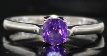 Genuine African Purple Amethyst Solitaire Ring - Image 2