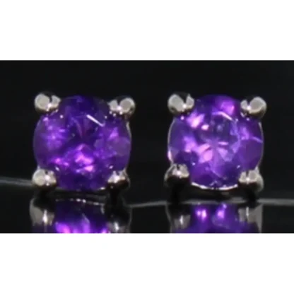 Genuine African Amethyst Stud Earrings