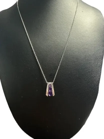 Genuine African Amethyst Graduated Necklace - Image 2