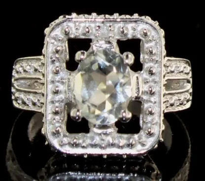 Natural 1.21 ct Green Amethyst & Diamond Ring - Image 2