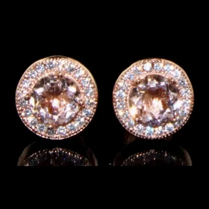 Round 2.50 ct Morganite Stud Earrings