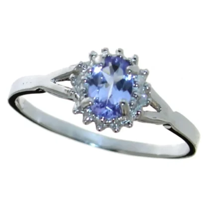 Oval Natural Tanzanite & Diamond Ring