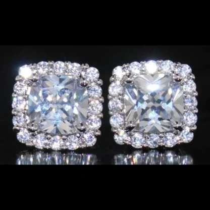 Cushion Cut 4.50 ct White Topaz Earrings - Image 3