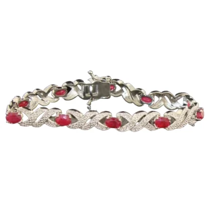 Genuine 5.00 ct Ruby & Diamond Accent Bracelet