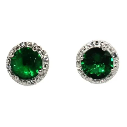 Round 2.00 ct Emerald Stud Earrings