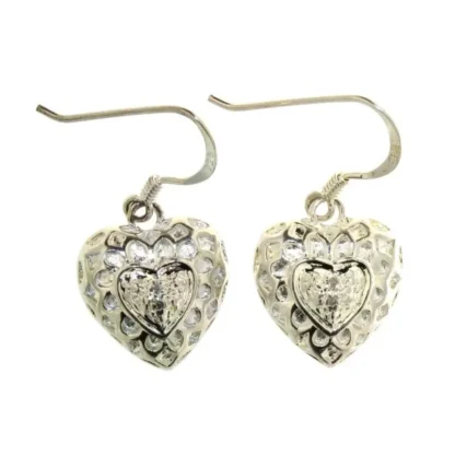 Genuine Diamond Heart Dangle Earrings