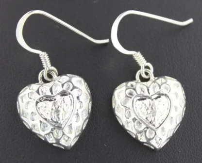 Genuine Diamond Heart Dangle Earrings - Image 2