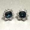 Sterling Silver Austrian Blue Crystal Earrings - Image 2