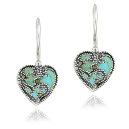 Sterling Silver Marcasite Turquoise Earrings