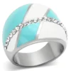 Sleek .05ct White Topaz Blue & White Epoxy Ring