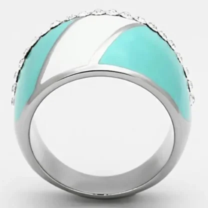 Sleek .05ct White Topaz Blue & White Epoxy Ring - Image 2