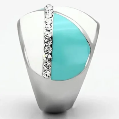 Sleek .05ct White Topaz Blue & White Epoxy Ring - Image 3