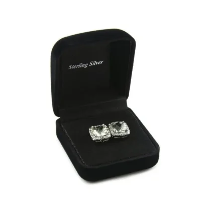 Genuine Green Amethyst Sterling Cushion Cut Studs - Image 2