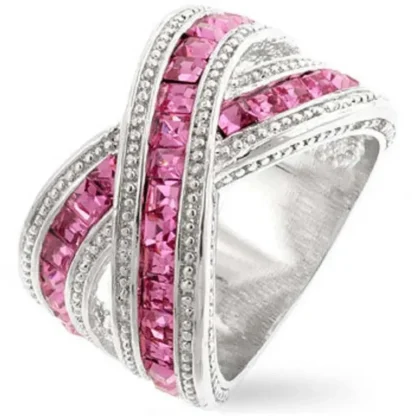 Princess 3.50ct Pink Tourmaline Criss-cross Band