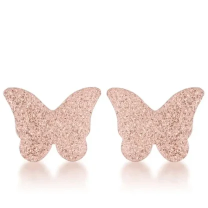 Minimalist Rose Gold-Plated Butterfly Stud Earrings