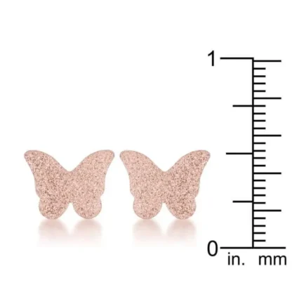 Minimalist Rose Gold-Plated Butterfly Stud Earrings - Image 2