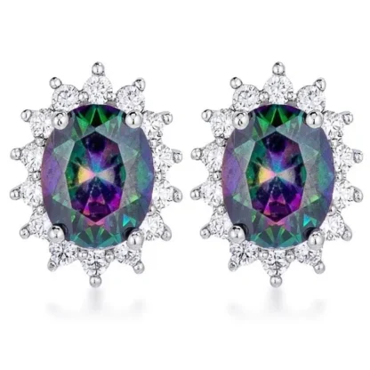 Oval .56ct Mystic Topaz & White Topaz Earrings