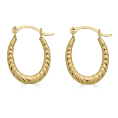 14k Gold Rope Design U-Shape Hoop Earrings