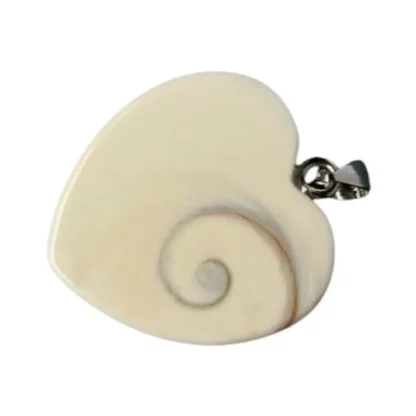 Natural Sun Shell Fossil Heart Spiral Necklace - Image 2