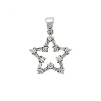 Round .20ct White Sapphire Cute Star Pendant