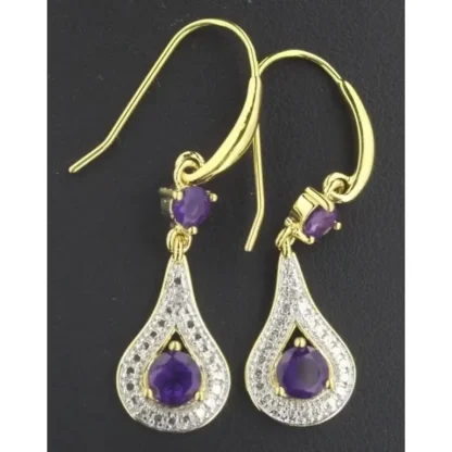 Genuine Amethyst & Diamond Accent Earrings