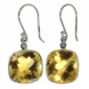 Natural 7.11 ct Cushion Citrine & Diamond Earrings