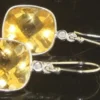 Natural 7.11 ct Cushion Citrine & Diamond Earrings - Image 2