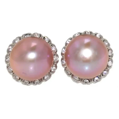 Quality 8.5 mm Rose Pearl Earrings