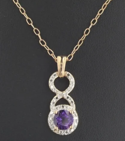 Genuine African Amethyst & Diamond Necklace - Image 2