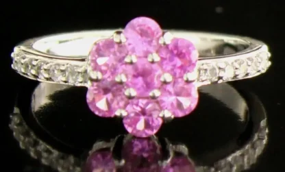 Antique Style Pink Sapphire Flower Ring - Image 2