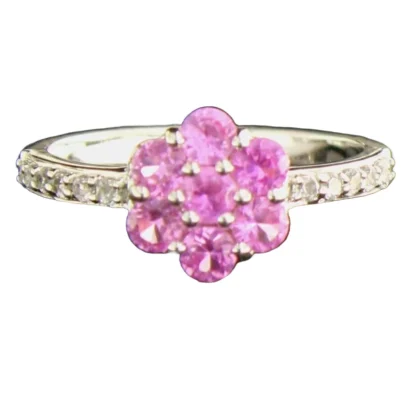 Antique Style Pink Sapphire Flower Ring