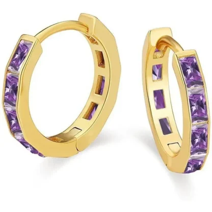 18k Gold-Plated Emerald Cut 3.00ct Amethyst Earrings