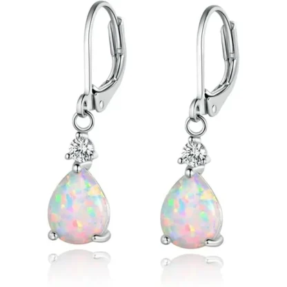 Pear 3.50ct White Opal & White Topaz Earrings