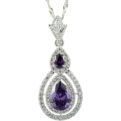 Pear Cut 3.40ct Amethyst & White Topaz Necklace