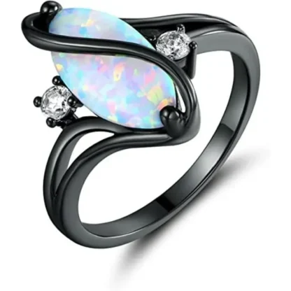 Marquise 3.09ct White Fire Opal & White Topaz Ring